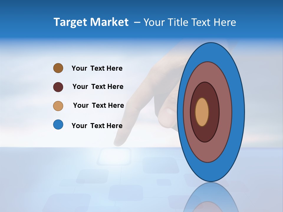 A Person's Hand Reaching For Something On A Blue Background PowerPoint Template