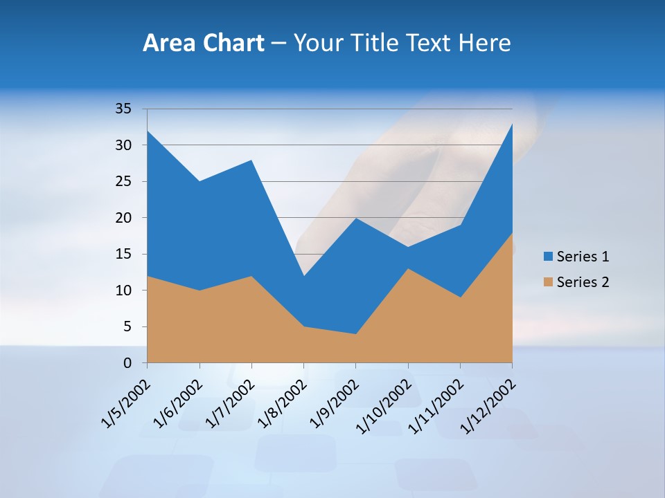 A Person's Hand Reaching For Something On A Blue Background PowerPoint Template