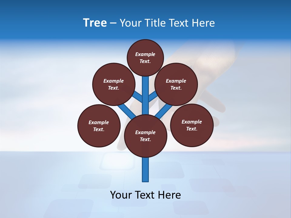 A Person's Hand Reaching For Something On A Blue Background PowerPoint Template