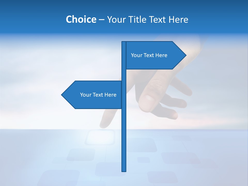 A Person's Hand Reaching For Something On A Blue Background PowerPoint Template