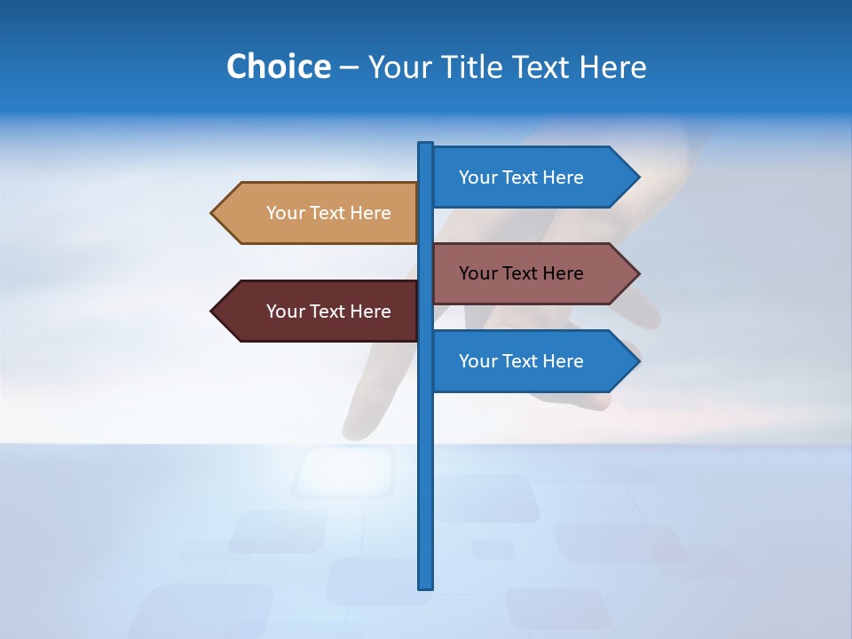 A Person's Hand Reaching For Something On A Blue Background PowerPoint Template