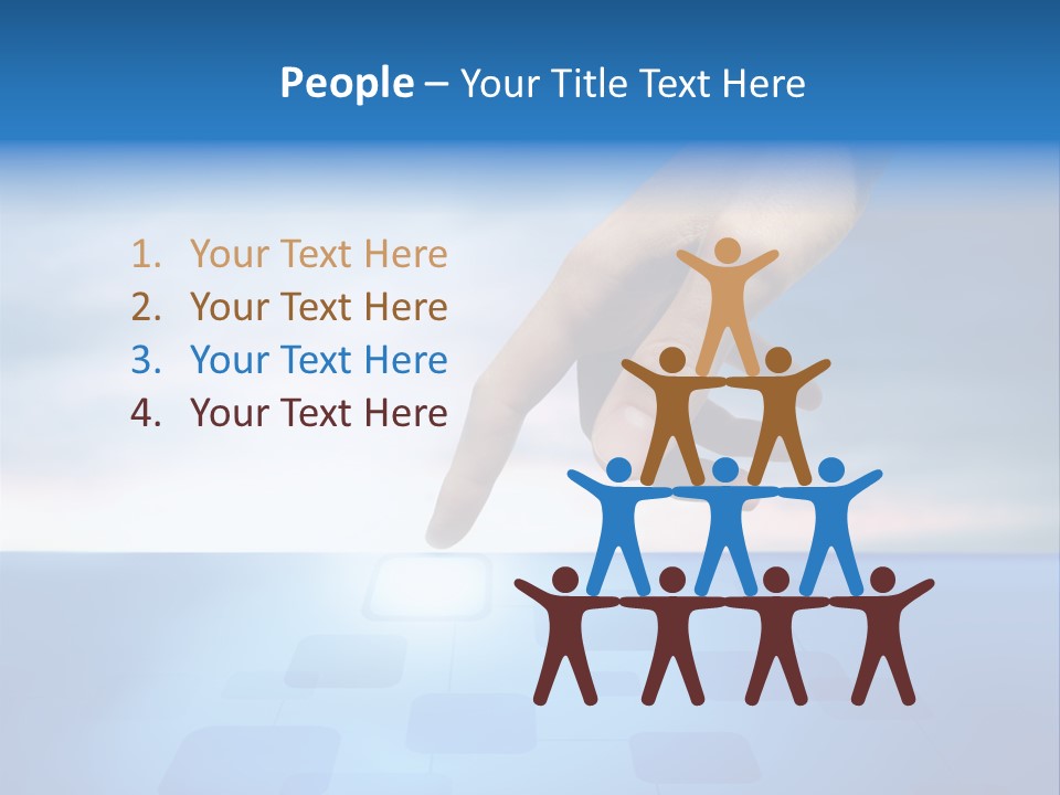 A Person's Hand Reaching For Something On A Blue Background PowerPoint Template