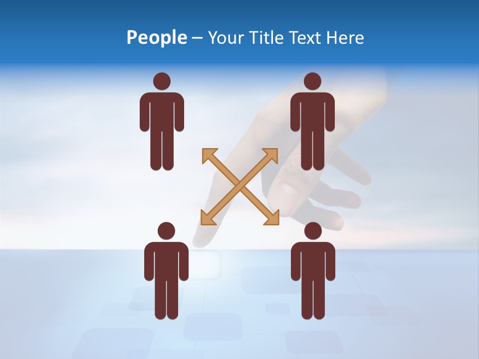 A Person's Hand Reaching For Something On A Blue Background PowerPoint Template