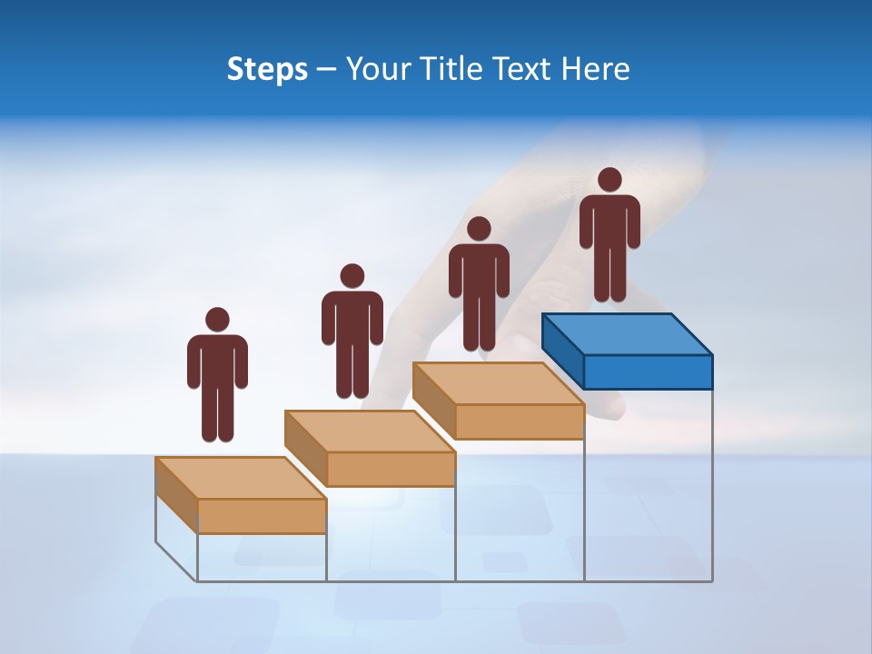 A Person's Hand Reaching For Something On A Blue Background PowerPoint Template