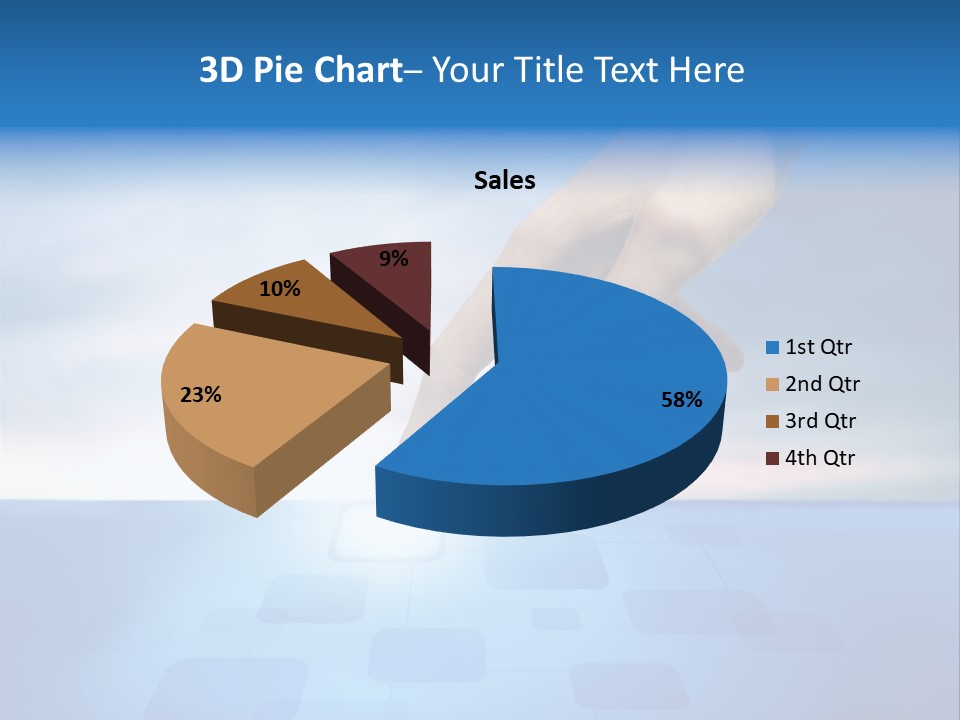 A Person's Hand Reaching For Something On A Blue Background PowerPoint Template