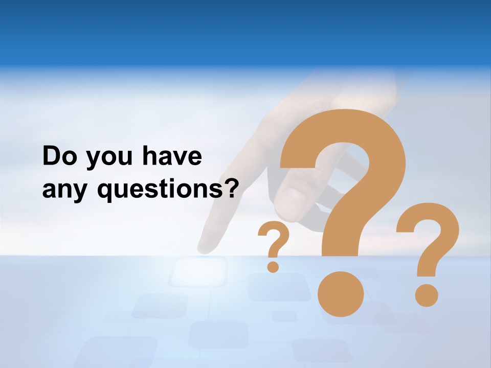 A Person's Hand Reaching For Something On A Blue Background PowerPoint Template