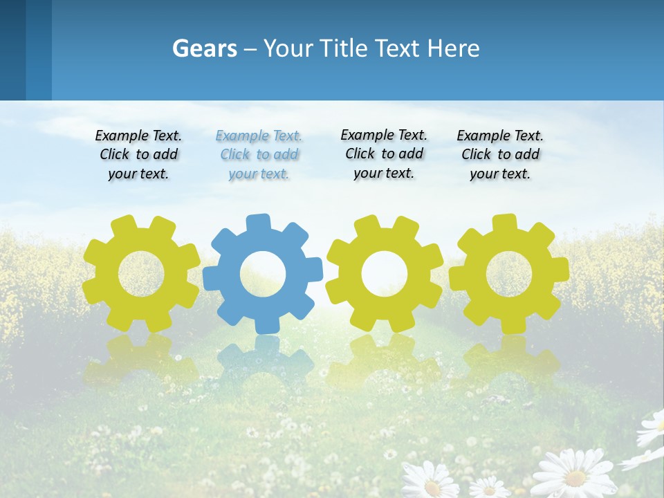 A Field Of Flowers With The Sun In The Background PowerPoint Template