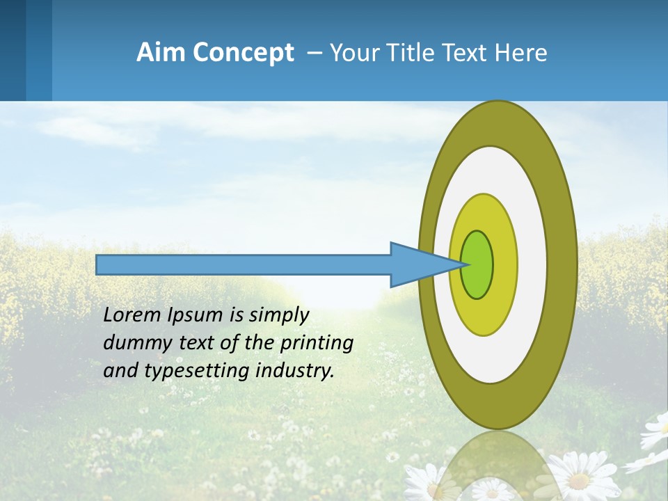 A Field Of Flowers With The Sun In The Background PowerPoint Template