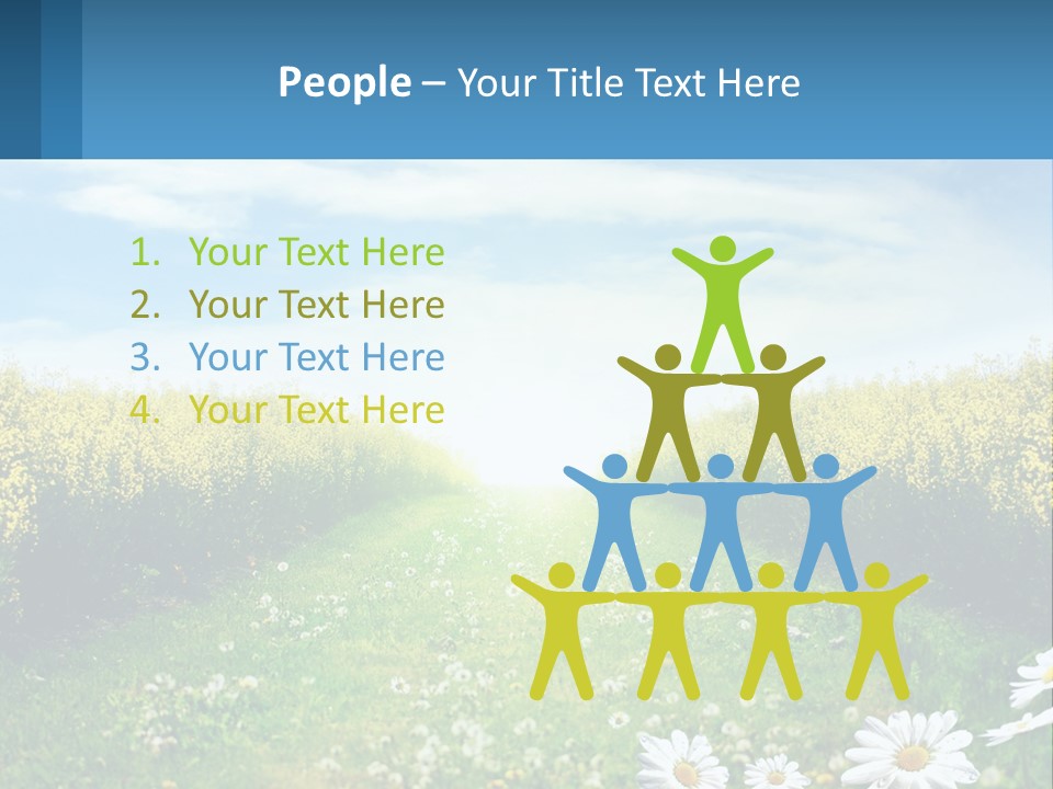 A Field Of Flowers With The Sun In The Background PowerPoint Template