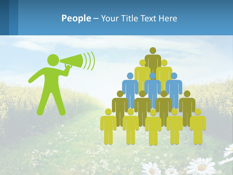 A Field Of Flowers With The Sun In The Background PowerPoint Template