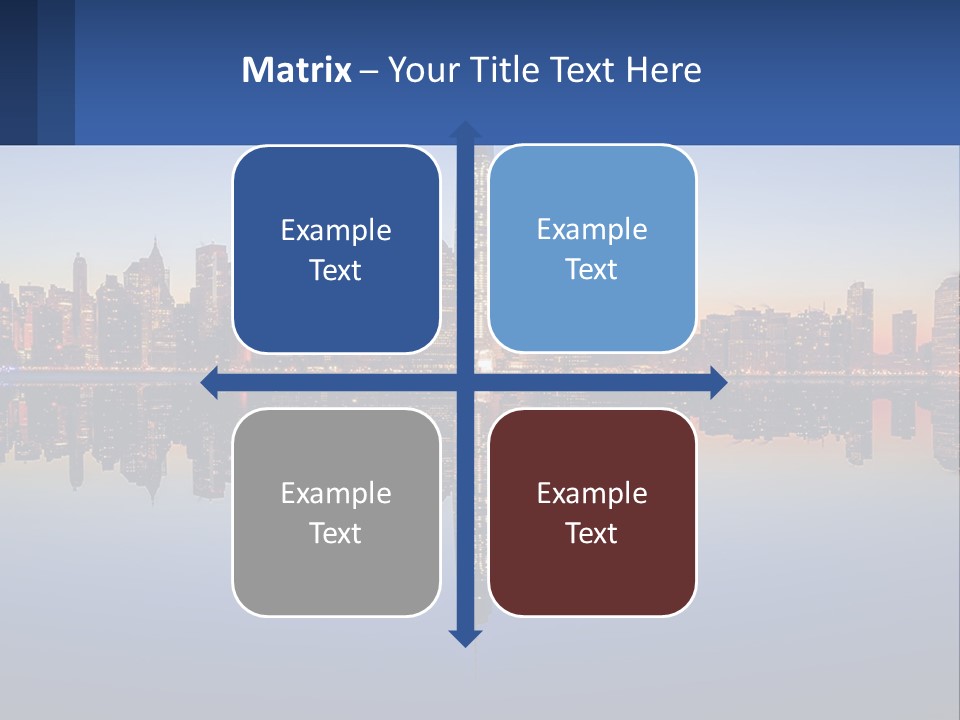 A City Skyline Is Shown At Night With A Reflection In The Water PowerPoint Template
