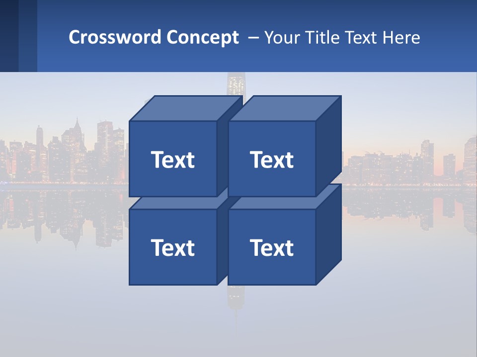 A City Skyline Is Shown At Night With A Reflection In The Water PowerPoint Template