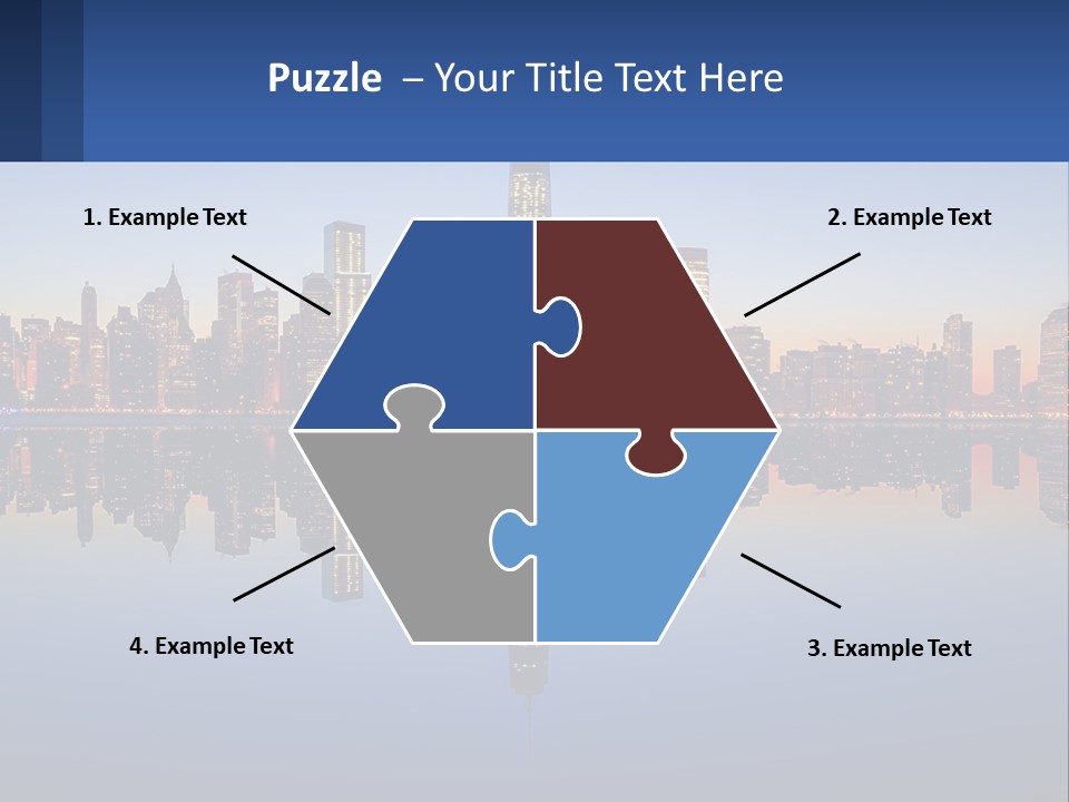 A City Skyline Is Shown At Night With A Reflection In The Water PowerPoint Template