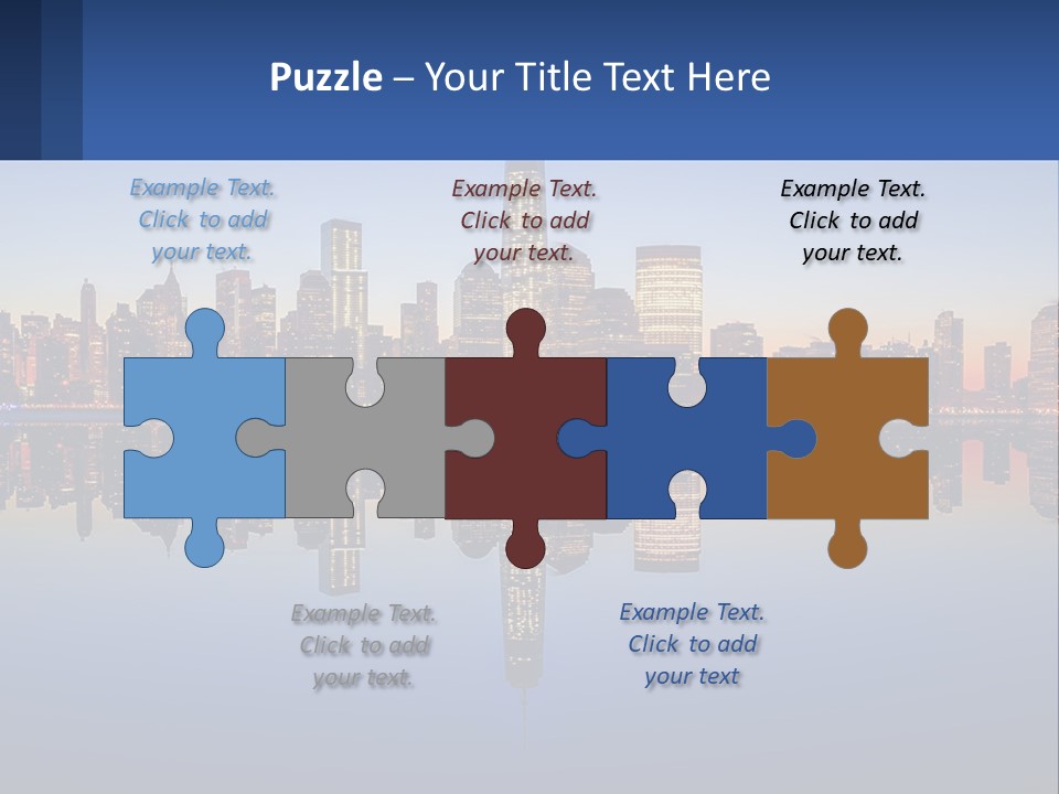 A City Skyline Is Shown At Night With A Reflection In The Water PowerPoint Template