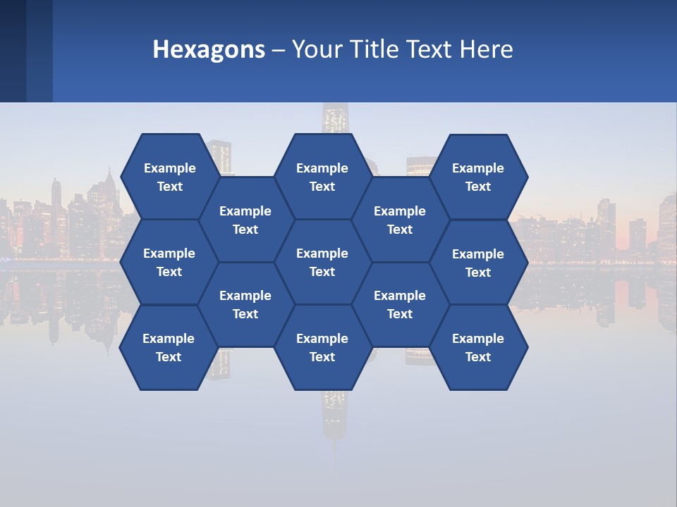 A City Skyline Is Shown At Night With A Reflection In The Water PowerPoint Template