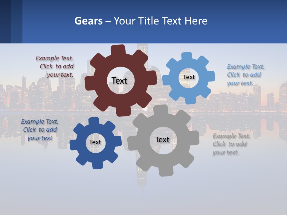 A City Skyline Is Shown At Night With A Reflection In The Water PowerPoint Template