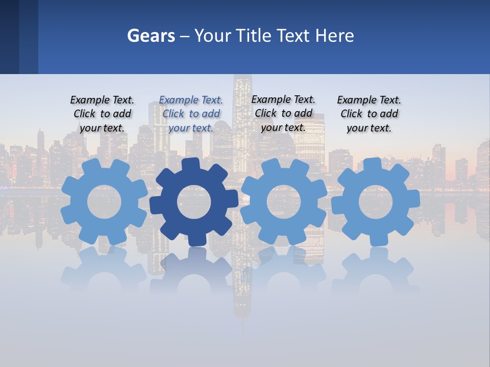 A City Skyline Is Shown At Night With A Reflection In The Water PowerPoint Template