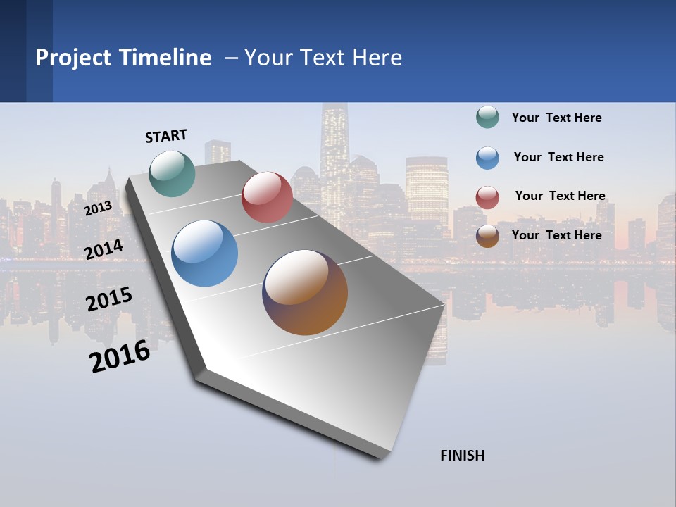 A City Skyline Is Shown At Night With A Reflection In The Water PowerPoint Template