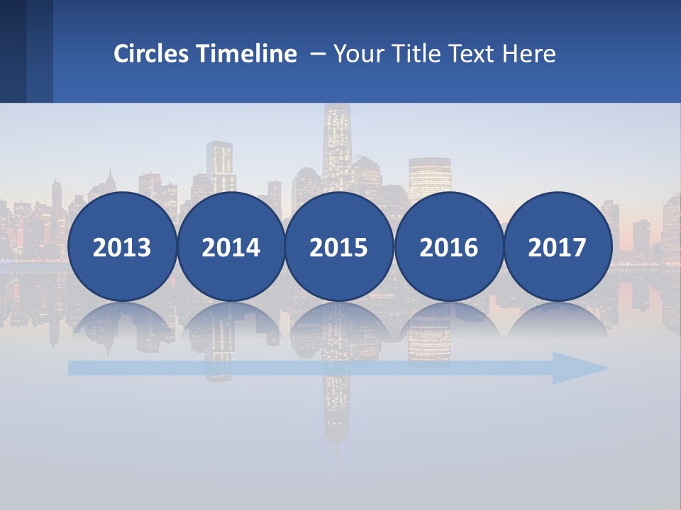 A City Skyline Is Shown At Night With A Reflection In The Water PowerPoint Template