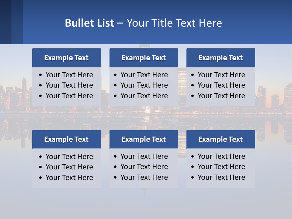 A City Skyline Is Shown At Night With A Reflection In The Water PowerPoint Template
