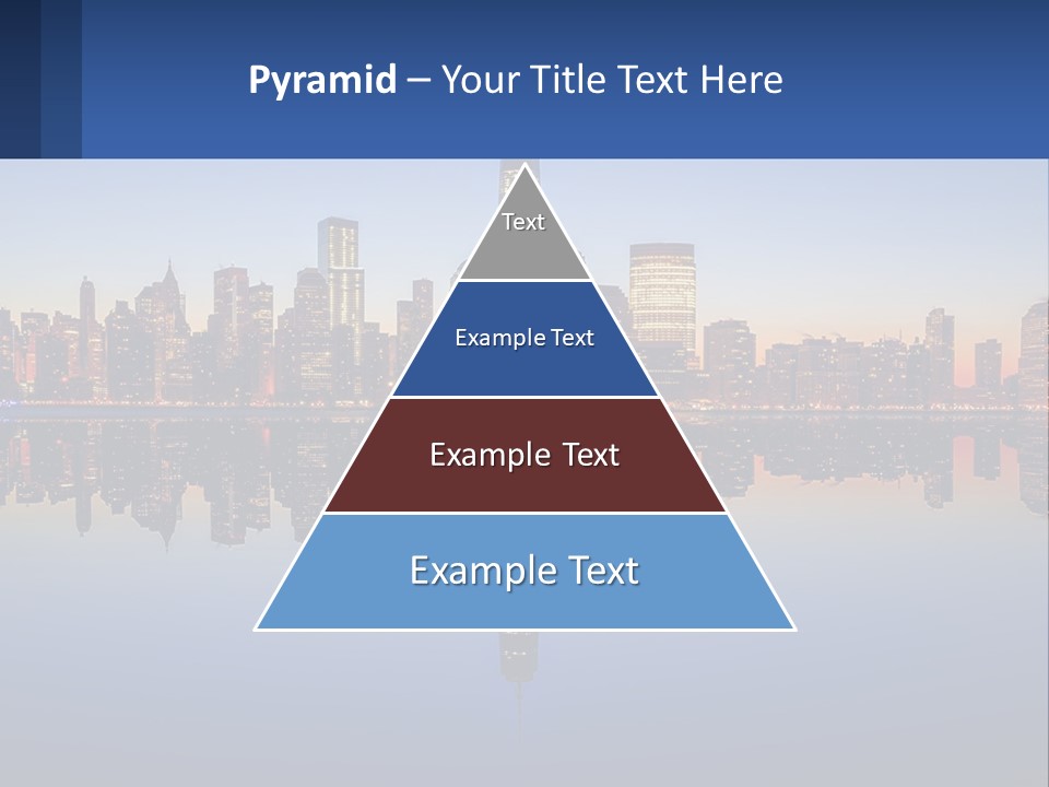 A City Skyline Is Shown At Night With A Reflection In The Water PowerPoint Template