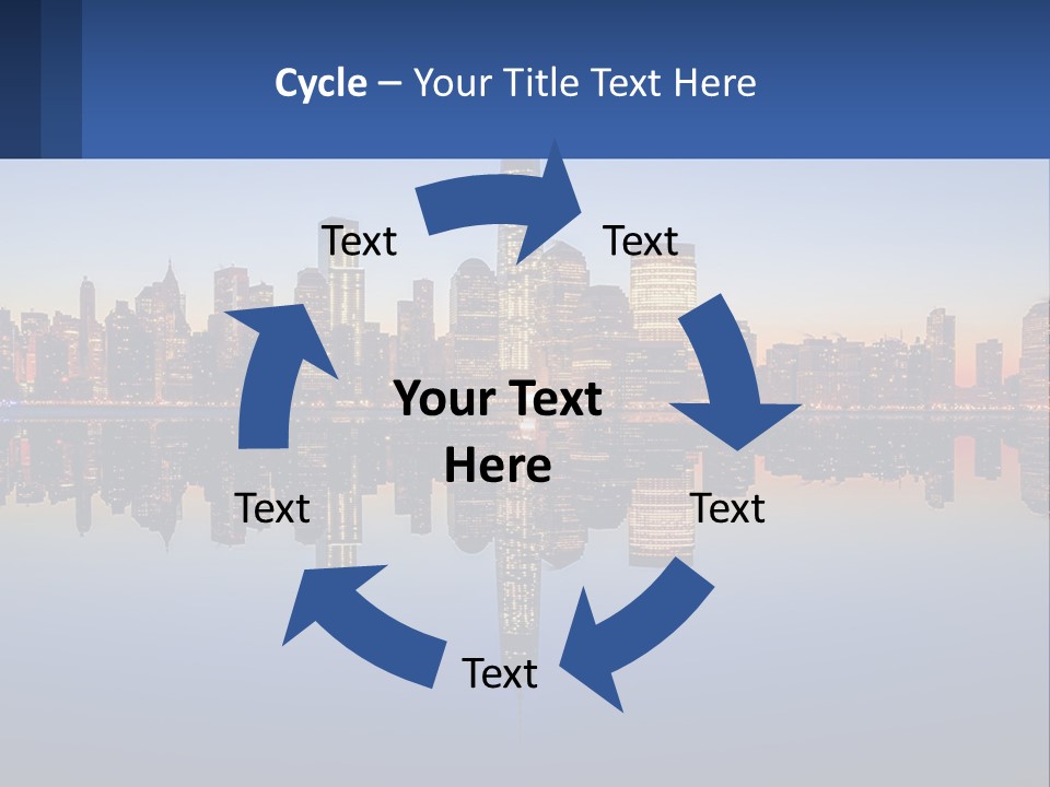 A City Skyline Is Shown At Night With A Reflection In The Water PowerPoint Template