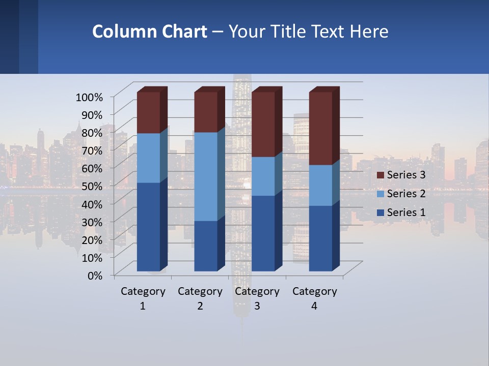 A City Skyline Is Shown At Night With A Reflection In The Water PowerPoint Template