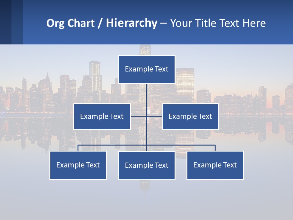 A City Skyline Is Shown At Night With A Reflection In The Water PowerPoint Template