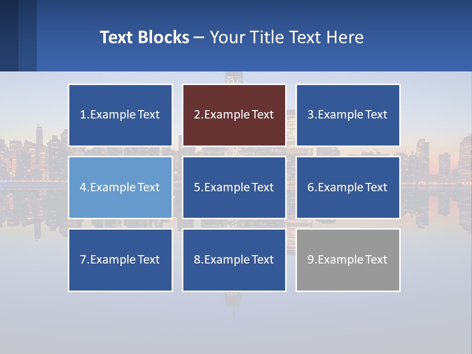 A City Skyline Is Shown At Night With A Reflection In The Water PowerPoint Template