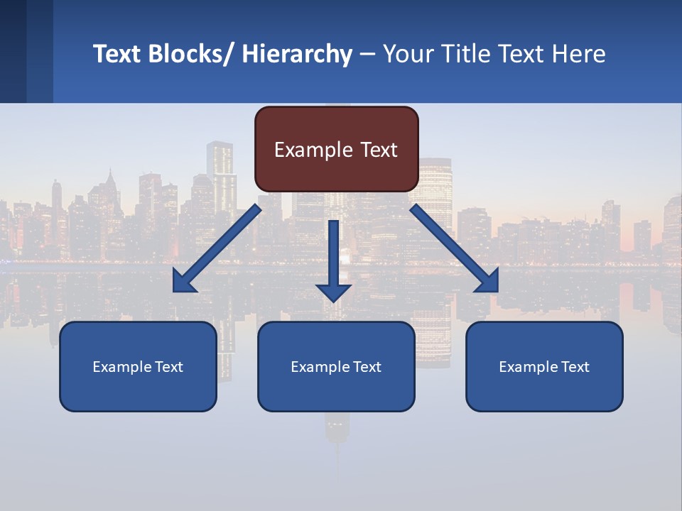 A City Skyline Is Shown At Night With A Reflection In The Water PowerPoint Template