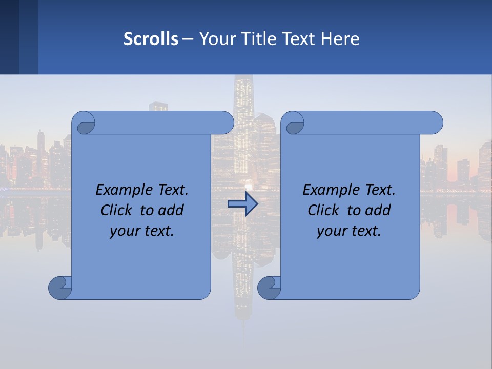 A City Skyline Is Shown At Night With A Reflection In The Water PowerPoint Template