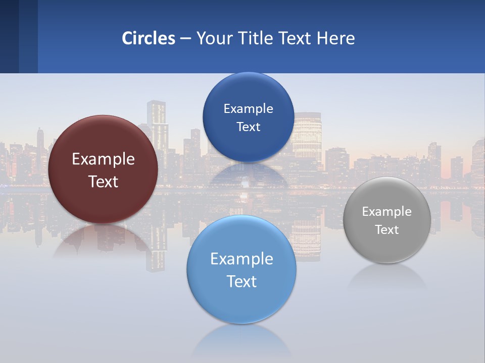 A City Skyline Is Shown At Night With A Reflection In The Water PowerPoint Template