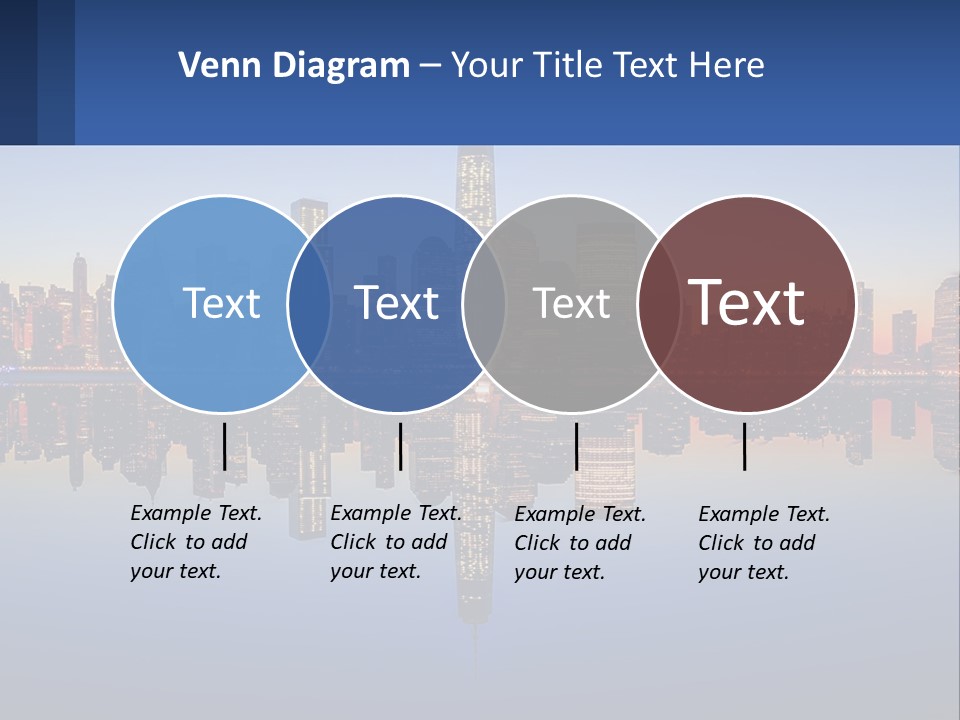 A City Skyline Is Shown At Night With A Reflection In The Water PowerPoint Template