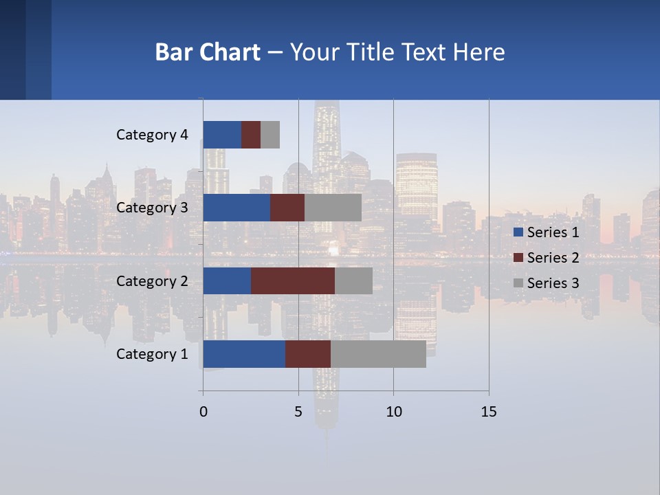 A City Skyline Is Shown At Night With A Reflection In The Water PowerPoint Template