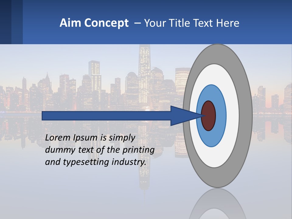 A City Skyline Is Shown At Night With A Reflection In The Water PowerPoint Template