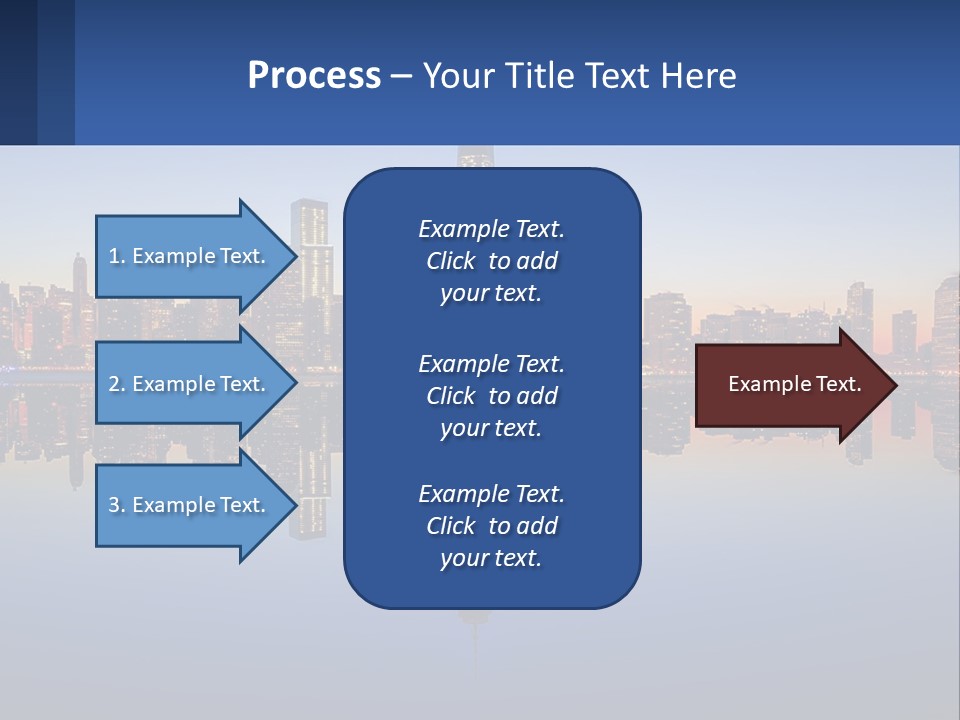 A City Skyline Is Shown At Night With A Reflection In The Water PowerPoint Template