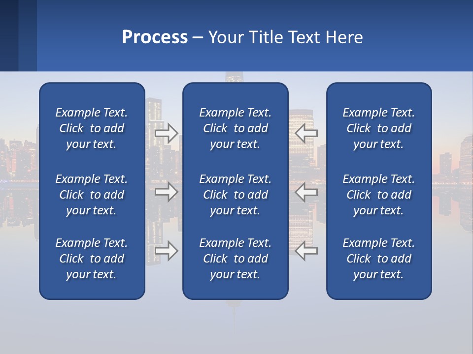 A City Skyline Is Shown At Night With A Reflection In The Water PowerPoint Template