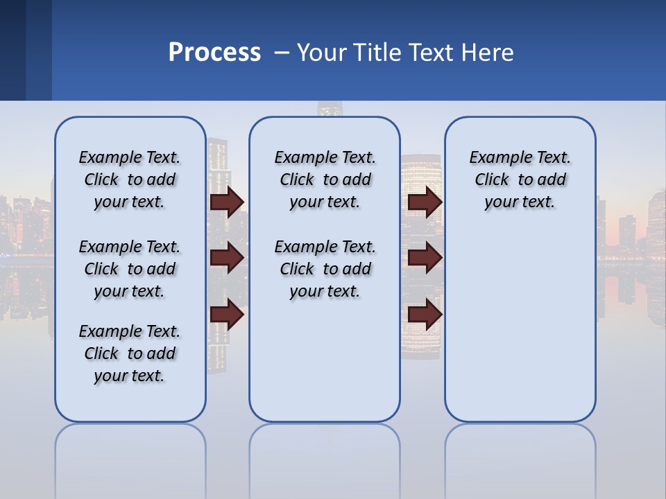 A City Skyline Is Shown At Night With A Reflection In The Water PowerPoint Template