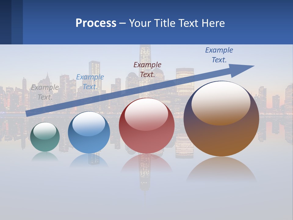 A City Skyline Is Shown At Night With A Reflection In The Water PowerPoint Template