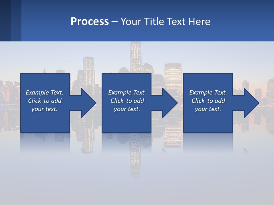 A City Skyline Is Shown At Night With A Reflection In The Water PowerPoint Template