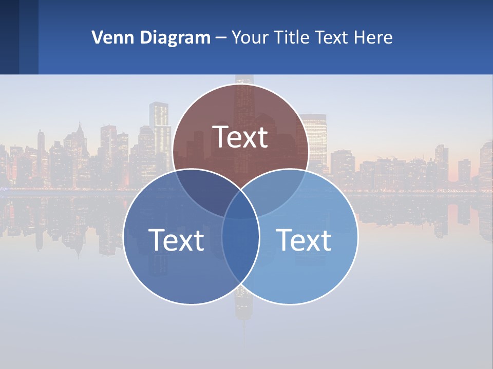 A City Skyline Is Shown At Night With A Reflection In The Water PowerPoint Template