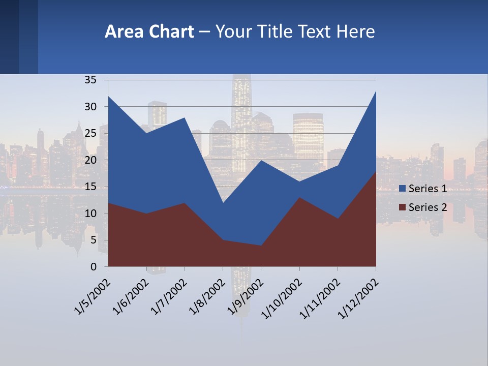 A City Skyline Is Shown At Night With A Reflection In The Water PowerPoint Template