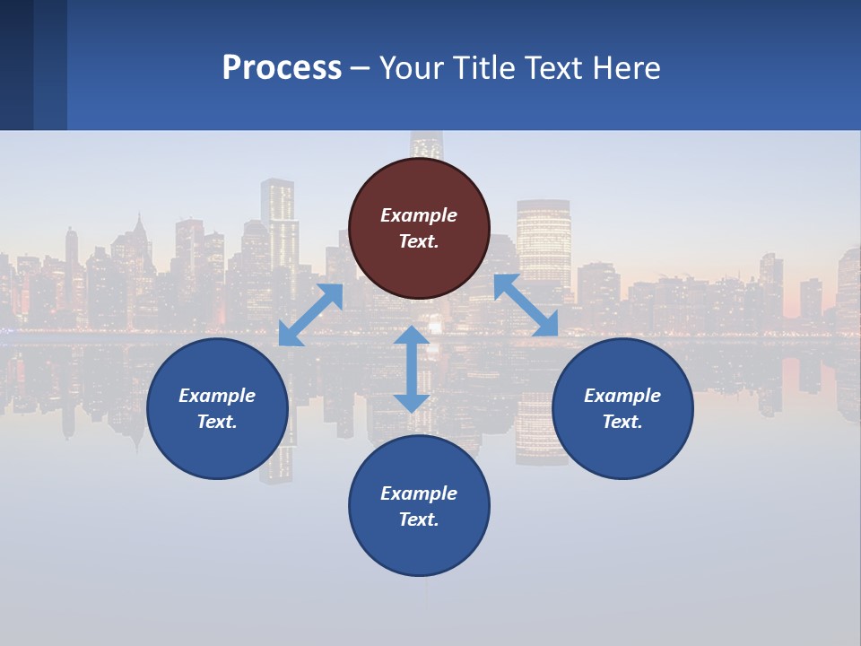 A City Skyline Is Shown At Night With A Reflection In The Water PowerPoint Template