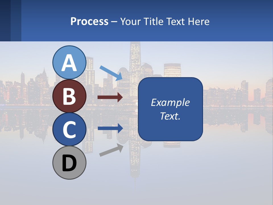 A City Skyline Is Shown At Night With A Reflection In The Water PowerPoint Template