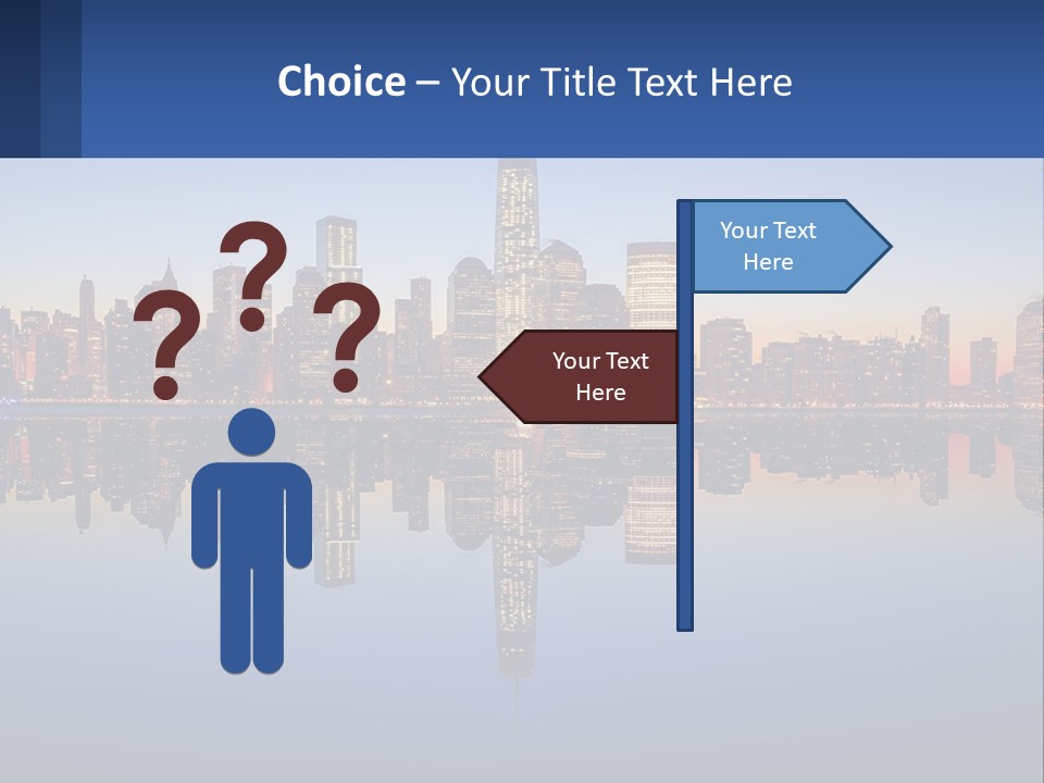 A City Skyline Is Shown At Night With A Reflection In The Water PowerPoint Template