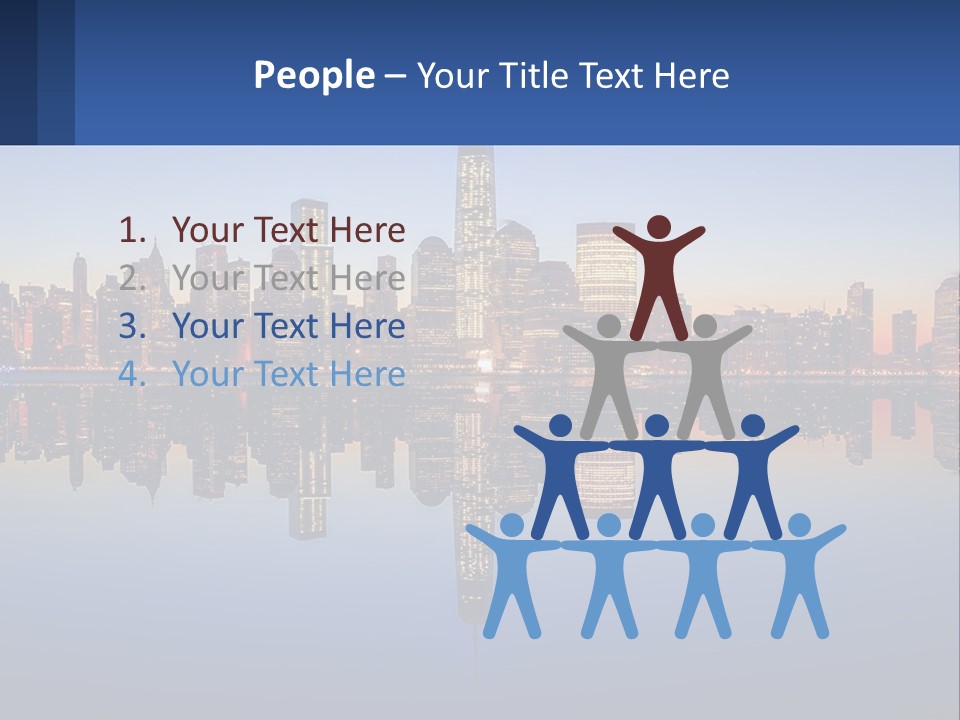 A City Skyline Is Shown At Night With A Reflection In The Water PowerPoint Template