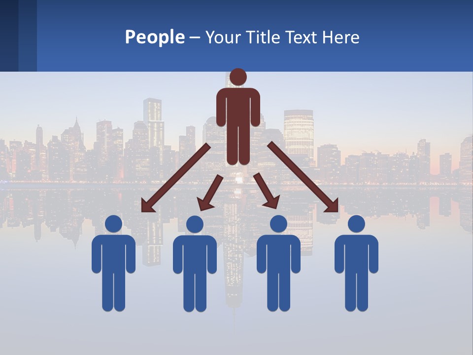 A City Skyline Is Shown At Night With A Reflection In The Water PowerPoint Template