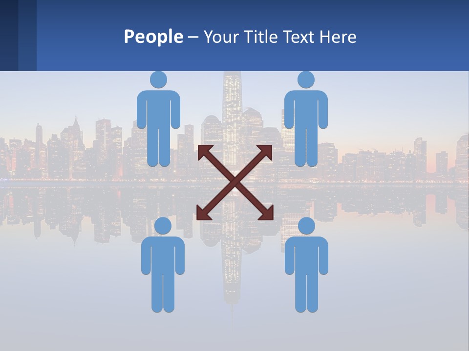 A City Skyline Is Shown At Night With A Reflection In The Water PowerPoint Template