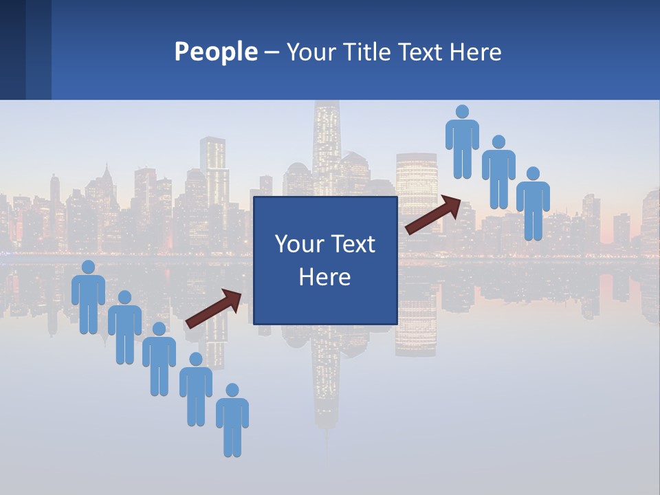 A City Skyline Is Shown At Night With A Reflection In The Water PowerPoint Template