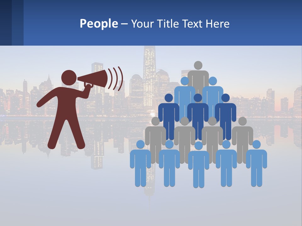 A City Skyline Is Shown At Night With A Reflection In The Water PowerPoint Template